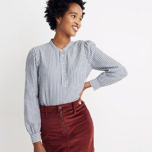 S Madewell Puff-Sleeve Popover Shirt Striped